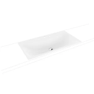 Kaldewei Silenio Einbau-Waschtisch 907806273001 3038, 90 x 46 cm, weiß Perl-Effekt, ohne Überlauf, 3 Hahnlöcher