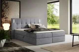 Boxspringbett Schlafzimmerbett MARTIM PREMIUM 180x200cm Stoff Fresh Grau