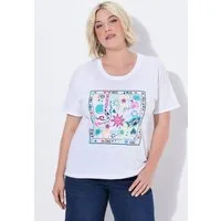 Ulla Popken T-Shirt T-Shirt Motivdruck Oversized Rundhals Halbarm