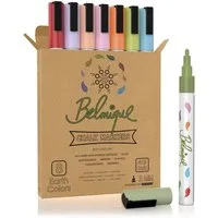 Belmique Malkreide Kreidemarker - Kreidestifte Pastellfarben, (Set, 8-tlg), Ideal für Tafel, Fenster, Whiteboard - Feine Rund-& Schrägkeilspitze