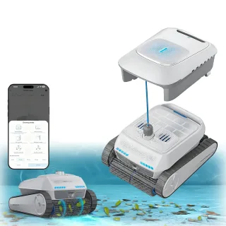 [EU Direct] Airrobo PC200 Cordless Robotic Pool Cleaner 10400mAh Battery 4 Motors 90° Wall Climbing App Control Smart Pa