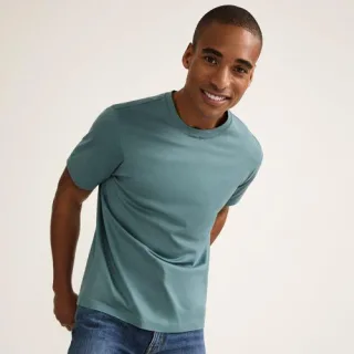 Supima Kurzarm-Shirt mit Rundhalsausschnitt für Herren, Herren, size: regular, Grün, Baumwolle, by Lands' End