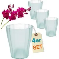 GarPet Blumentopf 4er Set Orchideentopf Transparent Orchideen Über Topf Innen 13 glas