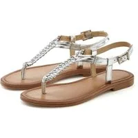Vivance Zehentrenner Sandalette, Sommerschuh,Sandale aus Leder mit Flecht-Optik