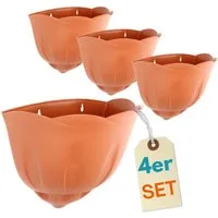 GarPet Blumentopf 4er Set Blumen Topf Wand Vasen für Pflanzen Halterung Terrakotta