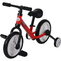 HOMCOM Laufrad Kinderrad mit Stützräder Pedale 12 Zoll, Rot 85 x 36 x 54 cm