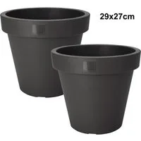 Koopman Blumentopf Blumenkübel Pflanzkübel 3 Größen 2/4 er Set (Set, 2 St., Packung), 2 Stk., Indoor & Outdoor, Schwarz, Kunststoff, Übertopf Garten