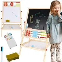 KRUZZEL Standtafel Doppelseitige Kreidetafel, (Spar-Set, 1-tlg., Kreativität), Inklusive Zubehörfach, große Schrauben für Drehfunktion, robust