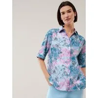 Walbusch Hemdbluse Damen Seersucker Hemdbluse Blusenkragen Kurzarm, klassisch, bügelfrei, atmungsaktiv