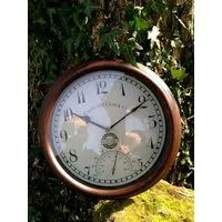 Antikas Wanddekoobjekt Uhr im Stil einer Bahnhofsuhr, innen+aussen, Küchenuhr mit Thermometer