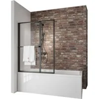 Schulte Badewannenfaltwand Black Style 110 x 140 cm, Sicherheitsglas, (2 tlg), Klar Schwarz