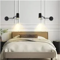 ZMH Wandleuchte Innen Schwarz - GU10 Schwenkbar Vintage Wandlicht für Wohnzimmer Flur, 180° Drehbar, ohne Leuchtmittel