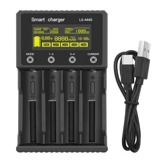 Lii M4S Smart Battery Charger 4 Slot Fast Charging 4 Touch Control Multi Working Modes Rechargeable Battery with LCD Dis