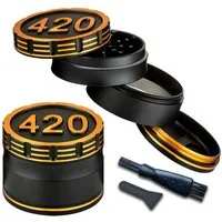 Coumo Kräutermühle Grinder Crusher Gewürzmühle, Schwarz, 420 Design, ⌀ 6 cm, Metall