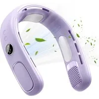 Senmudi Mini USB-Ventilator Nackenventilator Hals Ventilator 4000mAh Wiederaufladbarer Ventilator, 5-Gang-LCD-Digitalanzeige Für Reisen Büro Zuhause Draußen Geschenke