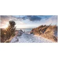 Levandeo® Leinwandbild, XXL Leinwandbild 115x55cm Bild Sand Strand Düne Meer Wandbild Deko