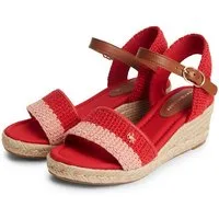Tommy Hilfiger TH MID ESPAD WEDGE CROCHET Keilsandalette Sommerschuh, Riemchensandale in sommerlicher Häkel-Optik, schmale Form