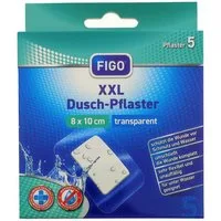 FIGO Wundpflaster Duschpflaster transparent 80x100mm, wasserfest, 5 Stk (Stück, 5 St., XXL Dusch-Pflaster), Pflaster Wundversorgung XXL Pflaster Erste Hilfe