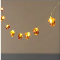 Lights4fun LED-Lichterkette 20er Eichel LED-Mikro-Lichterkette mit Timer in Warmweiß