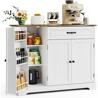 Bealife Sideboard Küchenschrank mit Arbeitsplatten,mit 2 Schubladen 2 Türen,Weiß