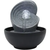 Dehner Zimmerbrunnen Olua mit LED kaltweiß, 23 x 26 x 23 cm, Polyresin, beruhigendes Wasserspiel, LED Beleuchtung, robuster Kunststein