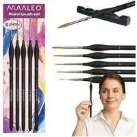 MAALEO Malpinsel Zeichenpinsel Präzisionspinsel, (Spar-Set, 5 St., präzise Schattierung), Größen 000 bis 2 ermöglichen präzise Linienführung