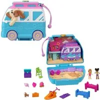 Mattel® Minipuppe Mattel FRY35, HRD36 - Polly Pocket Urlaub am Hundestrand Schatulle
