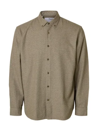 SELECTED MEN - SLHREGNOAH MIX BDWN LS SHIRT CAMP oatmeal - Gr. - XL
