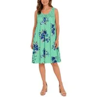 dy_mode Midikleid Damen Sommerkleid Blumenmuster Midi Kleid Strandkleid knielang Knielang, Transparente Häkel-Einsatz im Dekolleté- und Rückenbereich