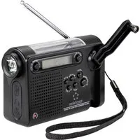 Renkforce Notfall-Kurbelradio (UKW/MW/KW RF-4694806 Radio (wiederaufladbar, Solarpanel, Handkurbel, Weckfunktion, Taschenlampe)