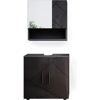 Vicco Badmöbel-Set Irma, Anthrazit Hochglanz, 2 Teile, Unterschrank 60 cm, (2-St., 2er Set)