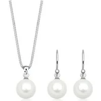 Elli Schmuckset Muschelkernperle Weiß 925 Sterling Silber