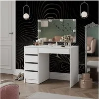Vicco Schminktisch Thalia, Weiß Hochglanz, 100 cm mit LED Beleuchtung (2-St)