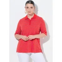 Ulla Popken Poloshirt Poloshirt Ringel Polokragen Halbarm Pima Cotton