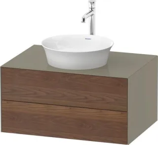 Duravit White Tulip Konsolenwaschtischunterbau wandhängend Amerikanischer Nussbaum & Stein Grau Matt WT4985077H20010