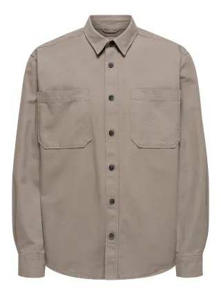 ONLY&SONS - ONSALP CANVAS OVERSHIRT 0359 Desert Taupe - Gr. - M