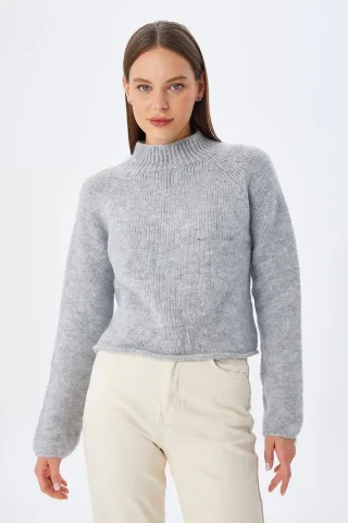 Damen Gestreifter Strickpullover mit verkürztem Schnitt