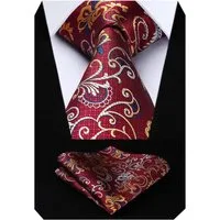 LuxusKollektion Krawatte Krawatte Herren Einstecktuch Paisley Blume Hochzeit Set Burgund
