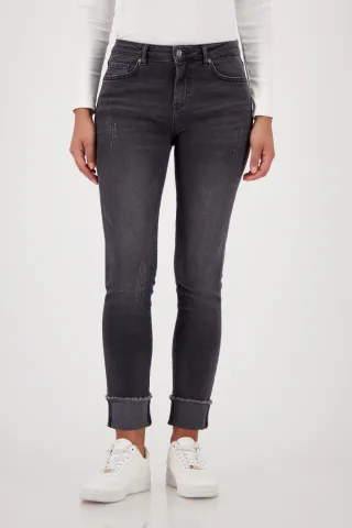 monari - Distressed Jeans mit Strasssteinen anthra - Gr. - 36