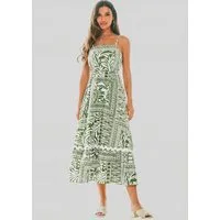 Cupshe Maxikleid Ärmelloses Gerafftes mit Blumenmuster Eckigem Ausschnitt