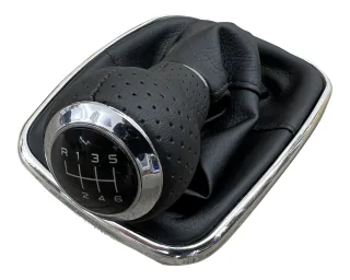 Lochleder Sport Schaltknauf Knauf + Schaltmanschette Schwarz Chrom 6-Gang für VW Sharan 7M / Seat Alhambra / Ford Galaxy