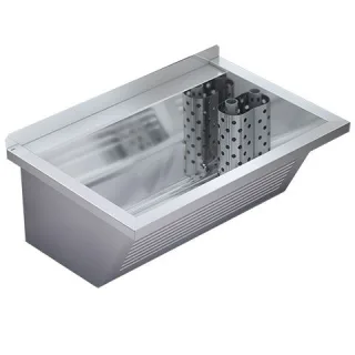 KWC Aquarotter Waschtrog, SIRIUS, Chromstahl, 750x354x500 mm, Ablauf rechts, 2030045758 2030045758