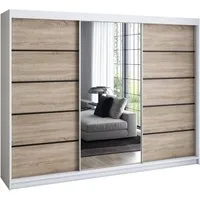 A&J MöbelLand GmbH Schiebetürenschrank VILUNO mit 4 Schubladen und Spiegel (nur für kurze Zeit! TOP ANGEBOT! Geräumiger Schrank mit einer Breite von 200 cm und Spiegel, ideal zur Aufbewahrung von Kleidung und Accessoires. 4 Schubladen und viel Staura