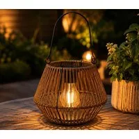 Kremers Schatzkiste LED Laterne LED Solarlaterne Rattan Optik 20 cm mit Dämmerungssensor IP44, LED fest integriert