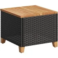 vidaXL Gartentisch Gartentisch Schwarz 45x45x37 cm Poly Rattan nholz (1-St)