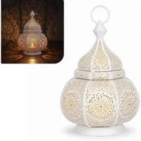 Marrakesch Orient & Mediterran Interior Teelichthalter Oosterse Indiase windlicht Ziva Wit (1 St), Handarbeit