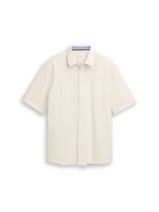 Tom Tailor - Comfort Fit Kurzarmhemd aus Baumwolle gardenia white - Gr. - L