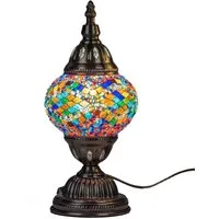 formano Tischleuchte Marokko Mosaik Tischlampe orientalisch 28cm Lampe Metall & buntem Glas, Ohne Leuchtmittel