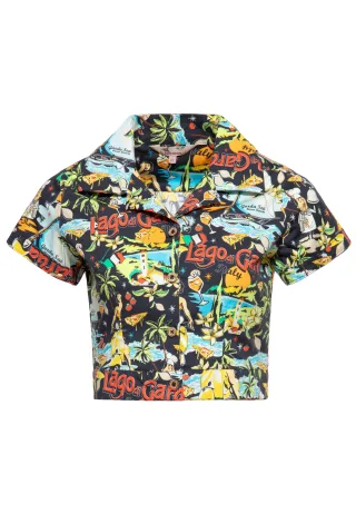 Queen Kerosin Damen Hawaiibluse Lago di Garda