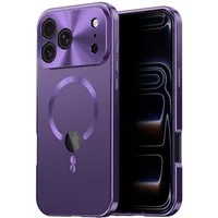 Wigento Handyhülle Für Apple iPhone 17 Pro Full Cover MagSafe Hülle Metallrahmen Lila, Magnetverschluss, MagSafe-kompatibel, stoßfest, präzise Aussparungen